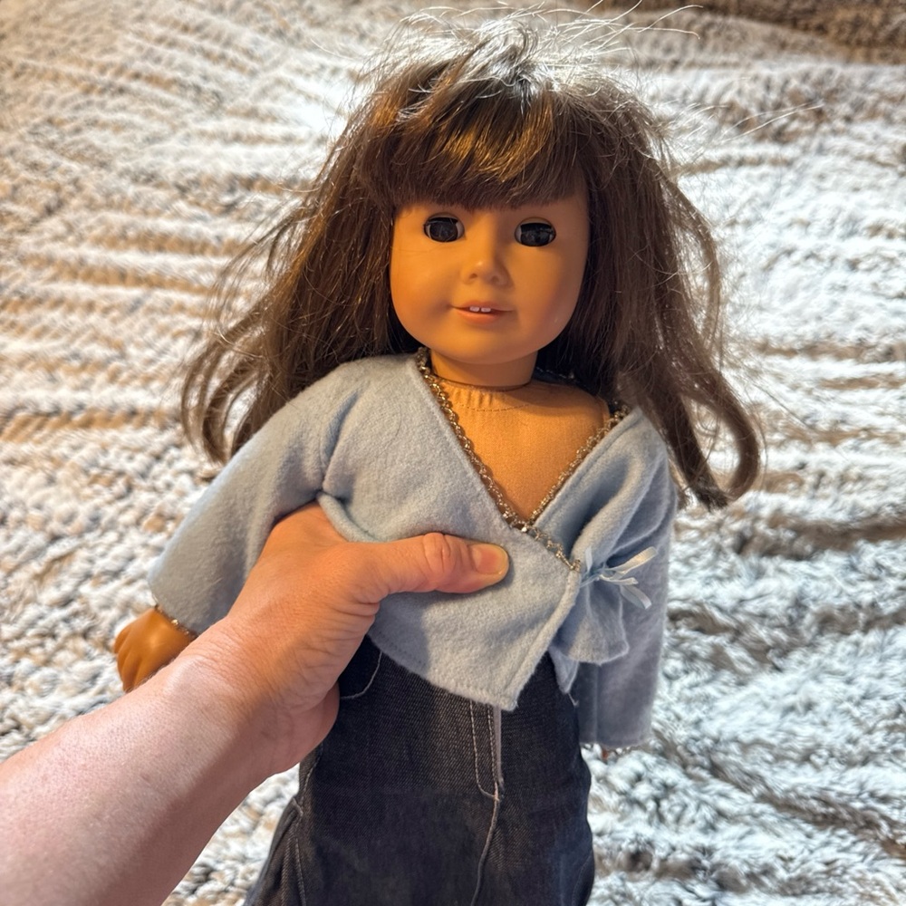 American girl Charming Pleasant Doll Blue Sweater Doll with Brown Hair